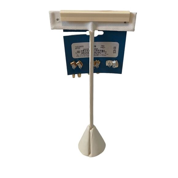 Turquoise Earring Set in Matte Gold & Silver. 3 Pairs included. - Picture 4 of 6